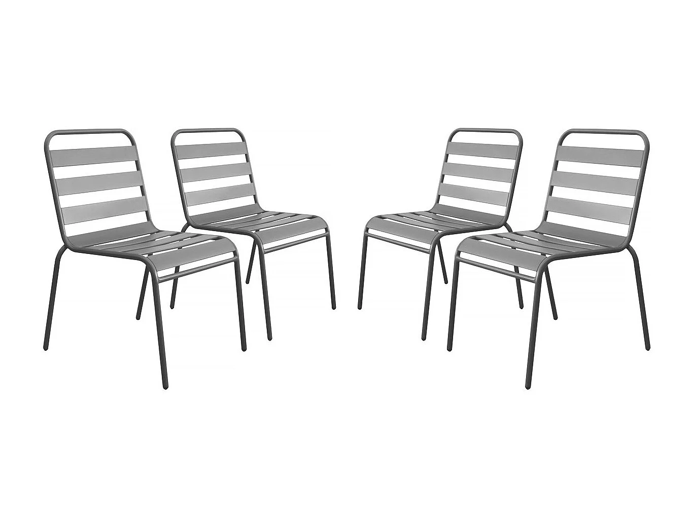 Lot de 4 chaises de jardin en métal empilables "Bilbao" - Taupe