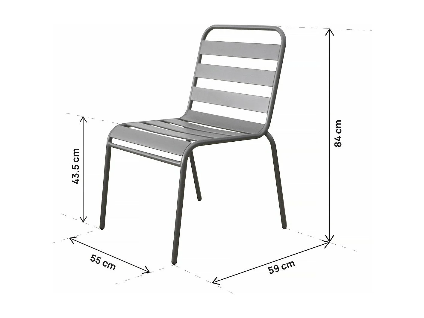 Lot de 4 chaises de jardin en métal empilables "Bilbao" - Taupe