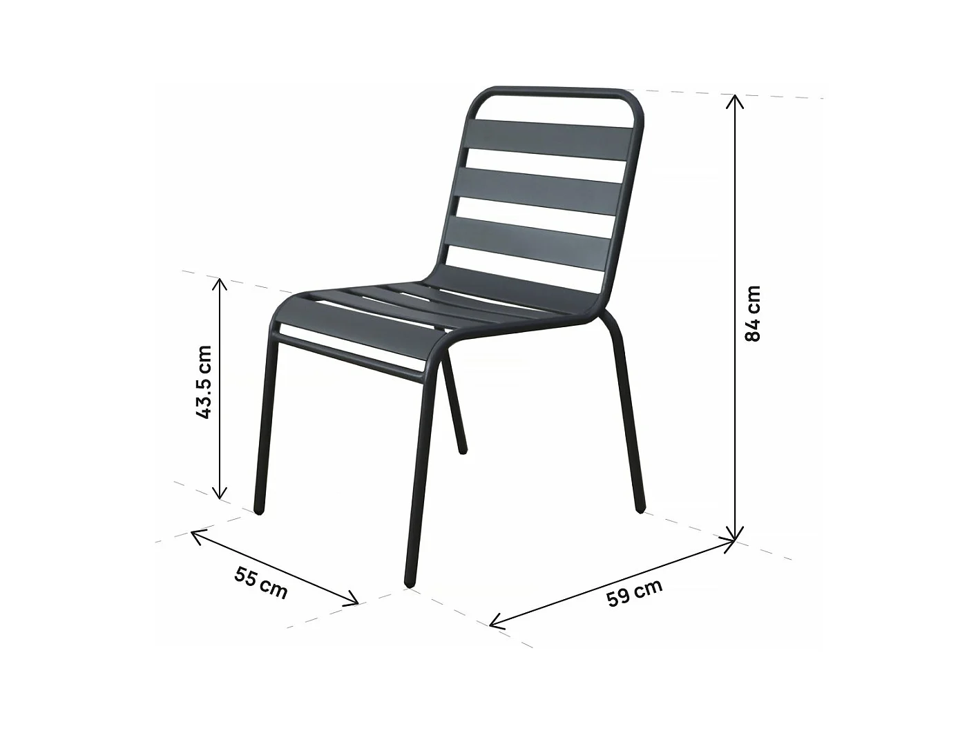 Set van 4 stapelbare tuinstoelen "Bilbao" van metaal - Grijs