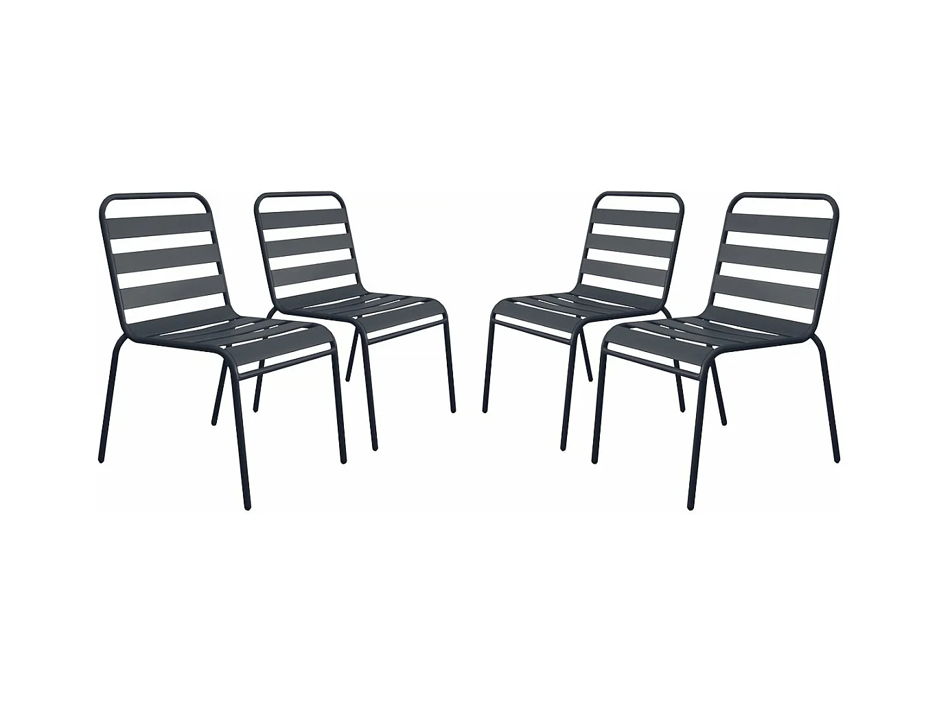 Lot de 4 chaises de jardin en métal empilables "Bilbao" - Gris
