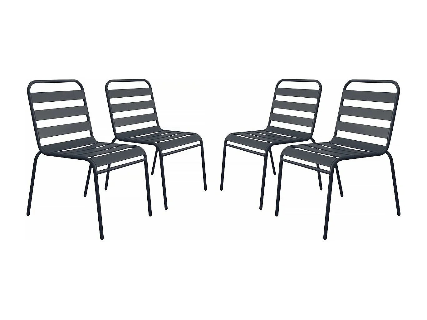 Lot de 4 chaises de jardin en métal empilables "Bilbao" - Gris