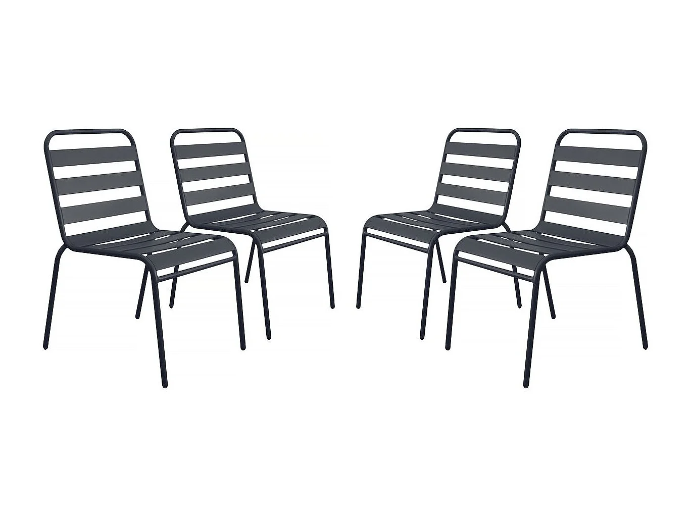 Lot de 4 chaises de jardin en métal empilables "Bilbao" - Gris