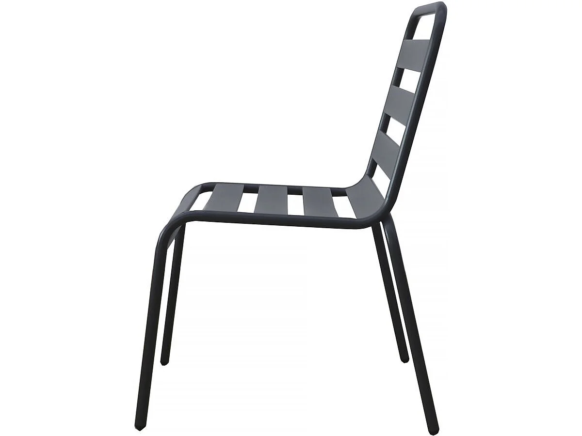 Lot de 4 chaises de jardin en métal empilables "Bilbao" - Gris