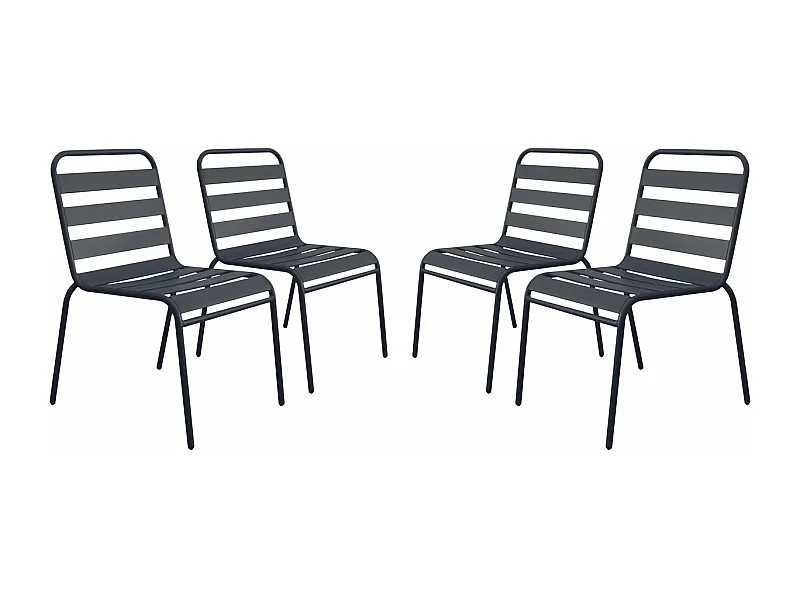 Lot de 4 chaises de jardin en métal empilables "Bilbao" - Gris
