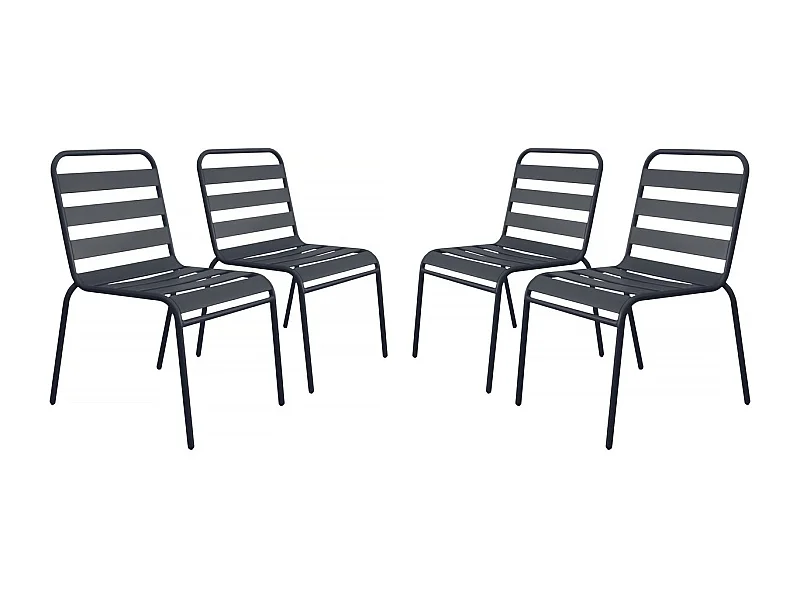 Set van 4 stapelbare metalen tuinstoelen "Bilbao" - Grijs