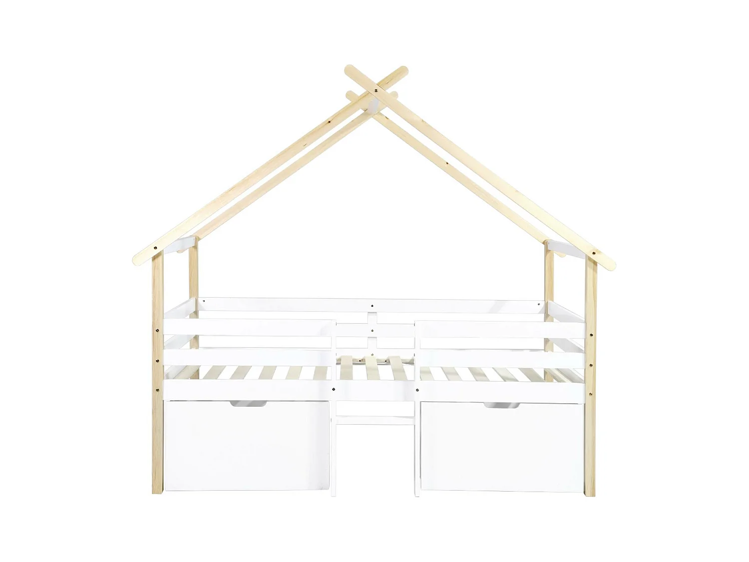 Letto per bambini 90 x 190 cm in legno di pino con rete a doghe