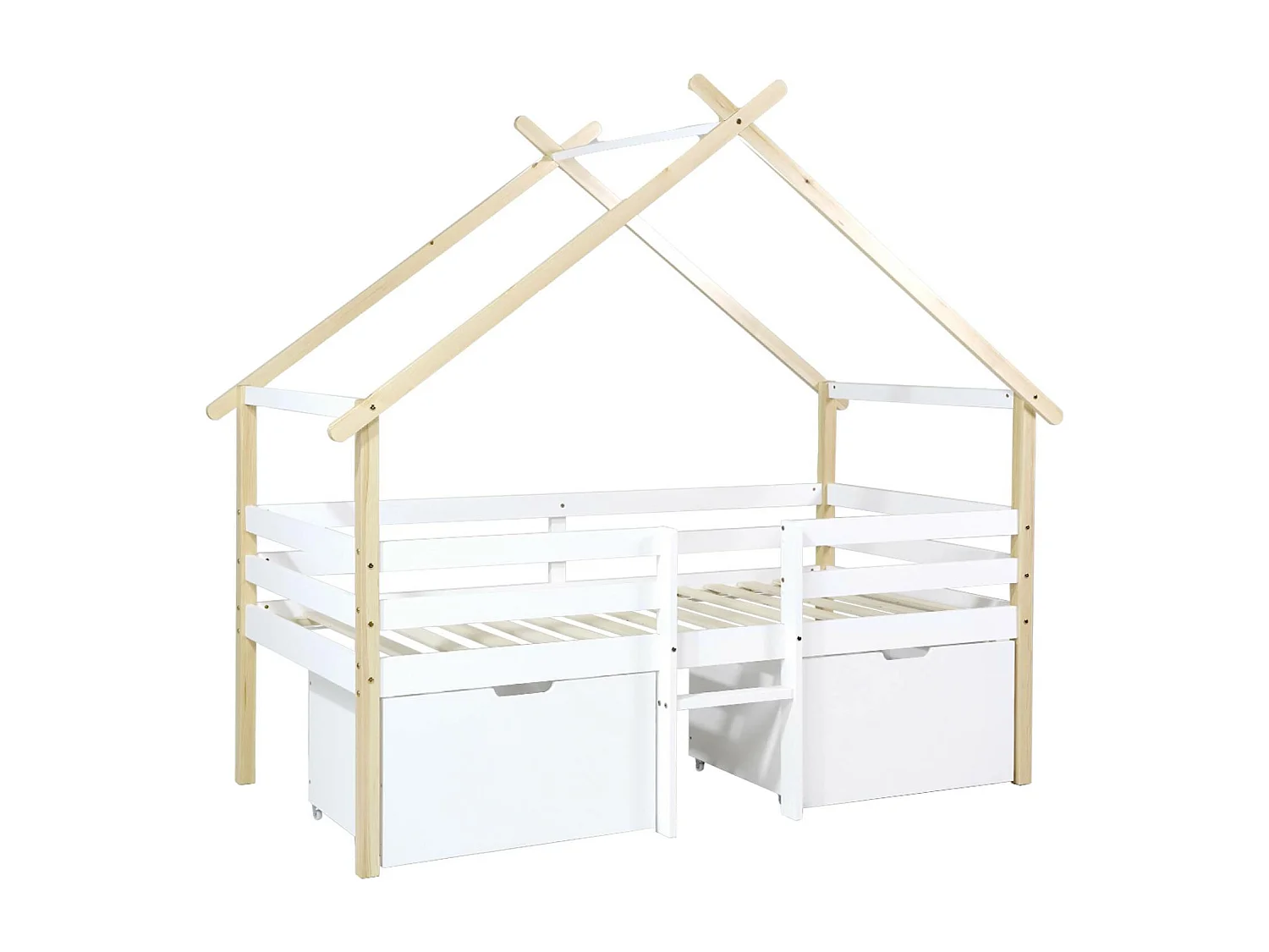 Letto per bambini 90 x 190 cm in legno di pino con rete a doghe