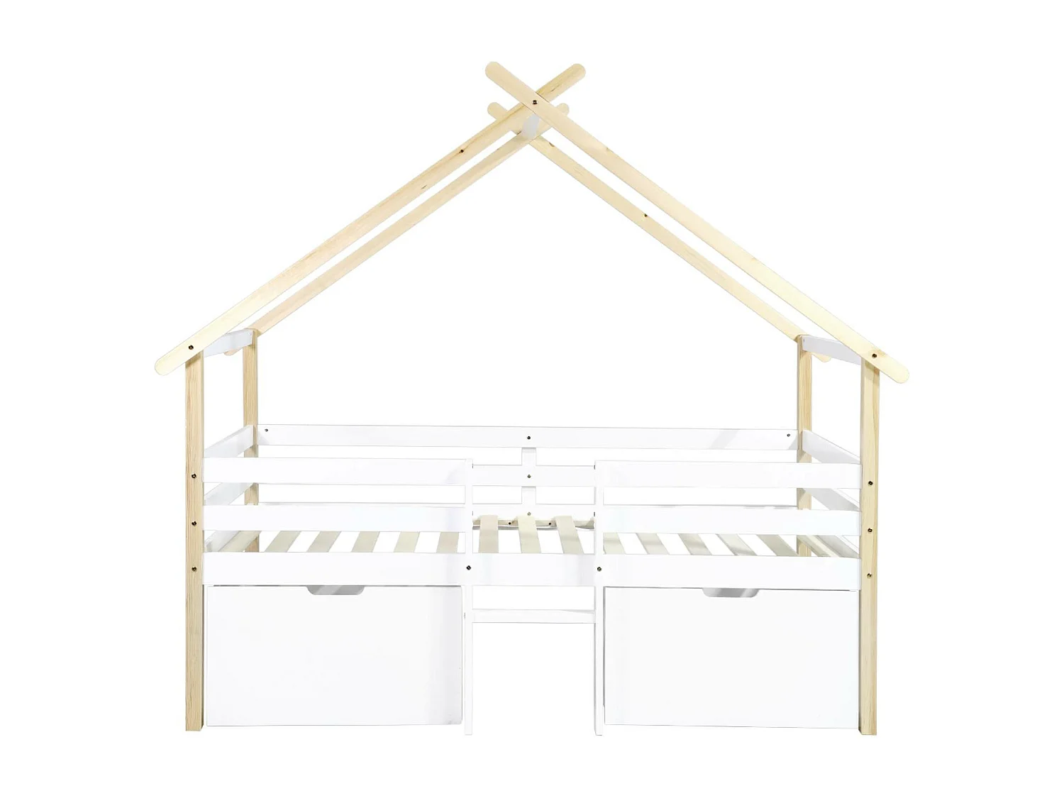 Letto per bambini 90 x 190 cm in legno di pino con rete a doghe