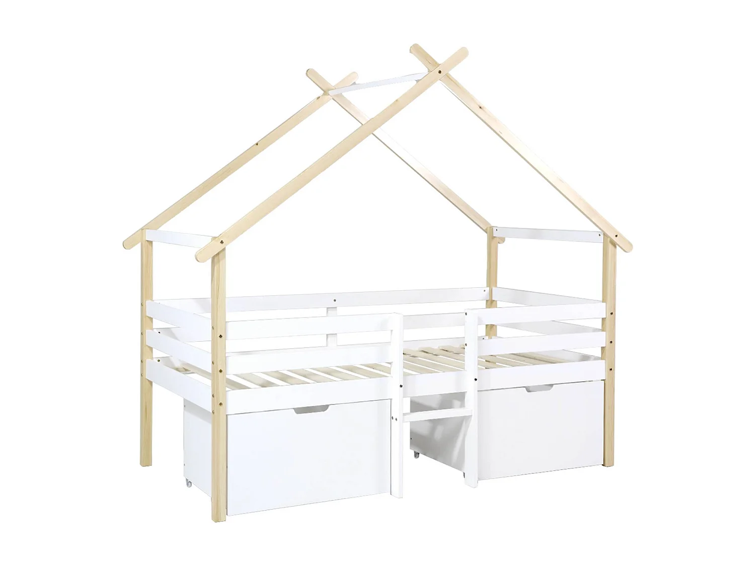Letto per bambini 90 x 190 cm in legno di pino con rete a doghe