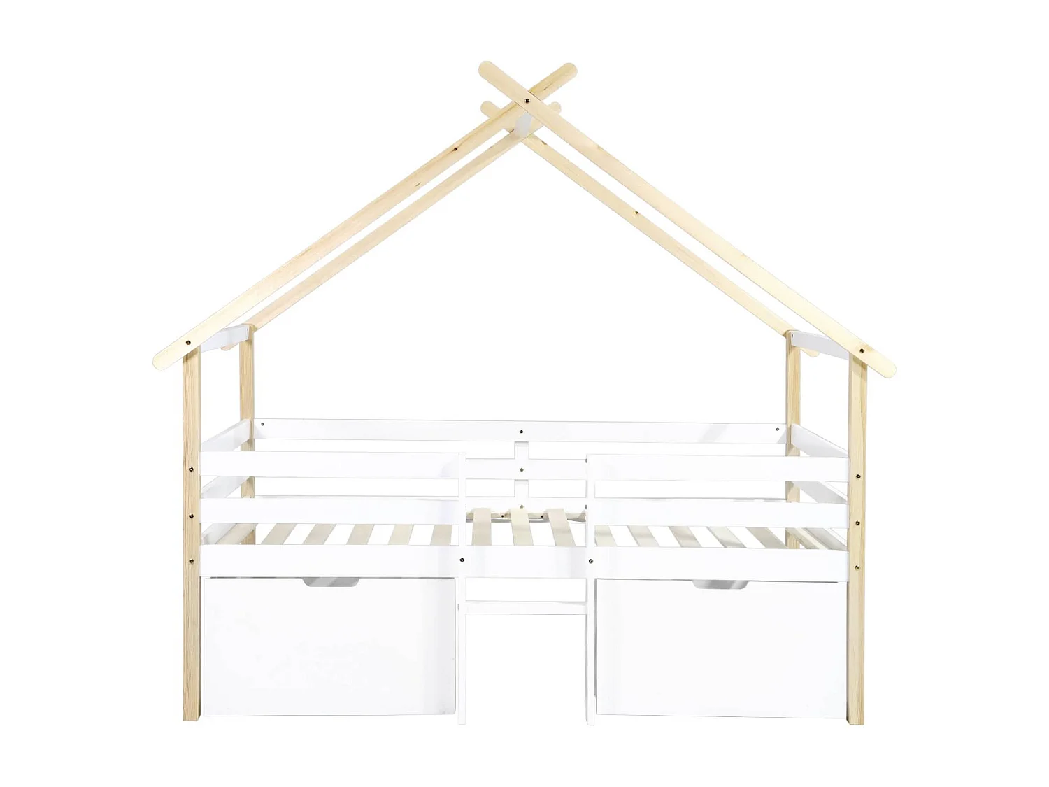 Letto per bambini 90 x 190 cm in legno di pino con rete a doghe