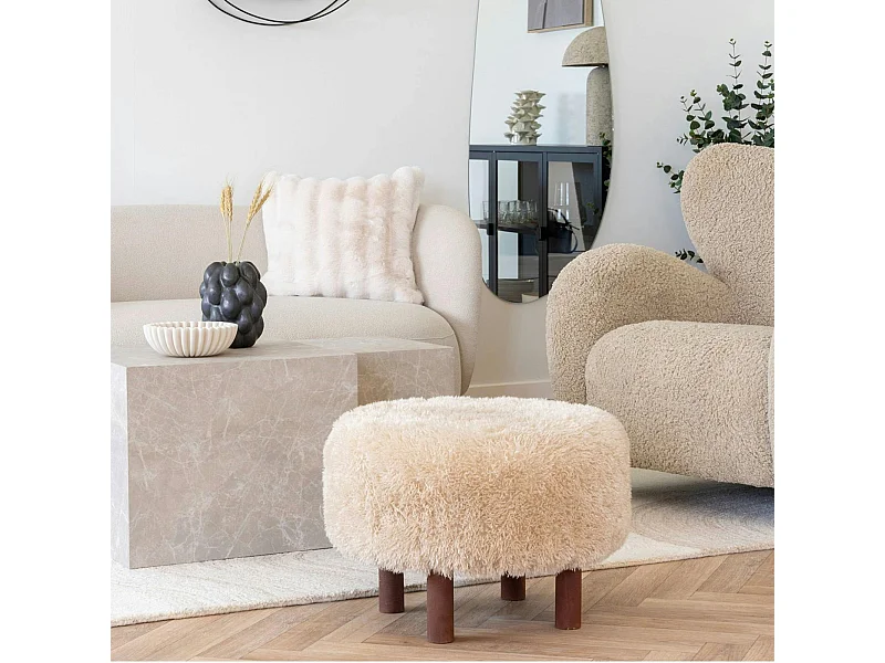 Pouf rond marron clair BERLIN