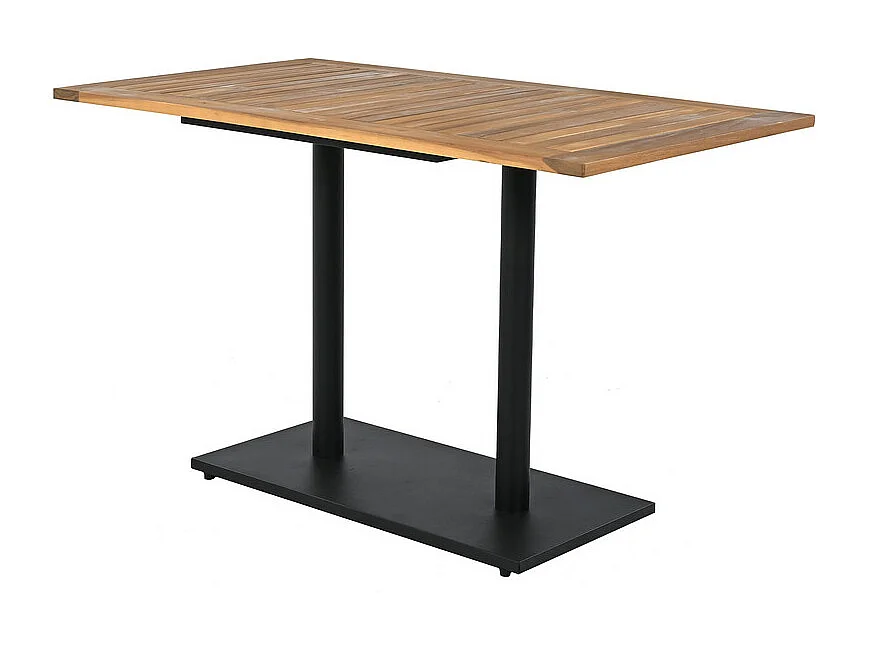 Salle à manger de jardin en fer galvanisé et bois : une table L.120 cm et 4 fauteuils avec coussin