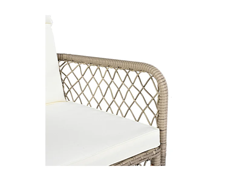 Comedor de jardín en hierro galvanizado y madera: mesa L.120 cm + 4 sillones con cojín