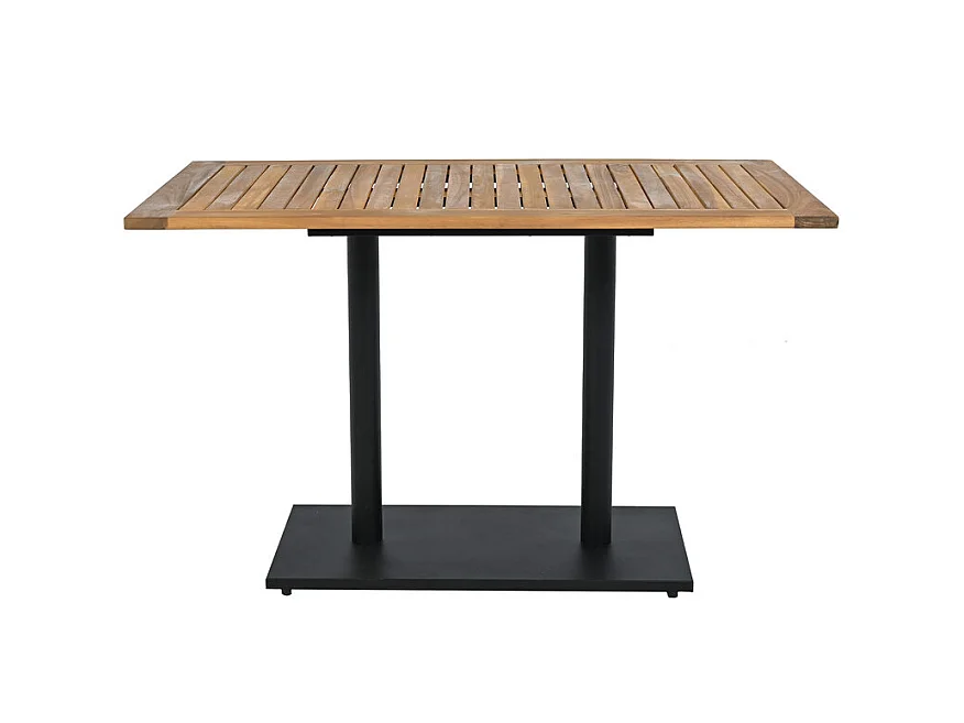 Comedor de jardín en hierro galvanizado y madera: mesa L.120 cm + 4 sillones con cojín