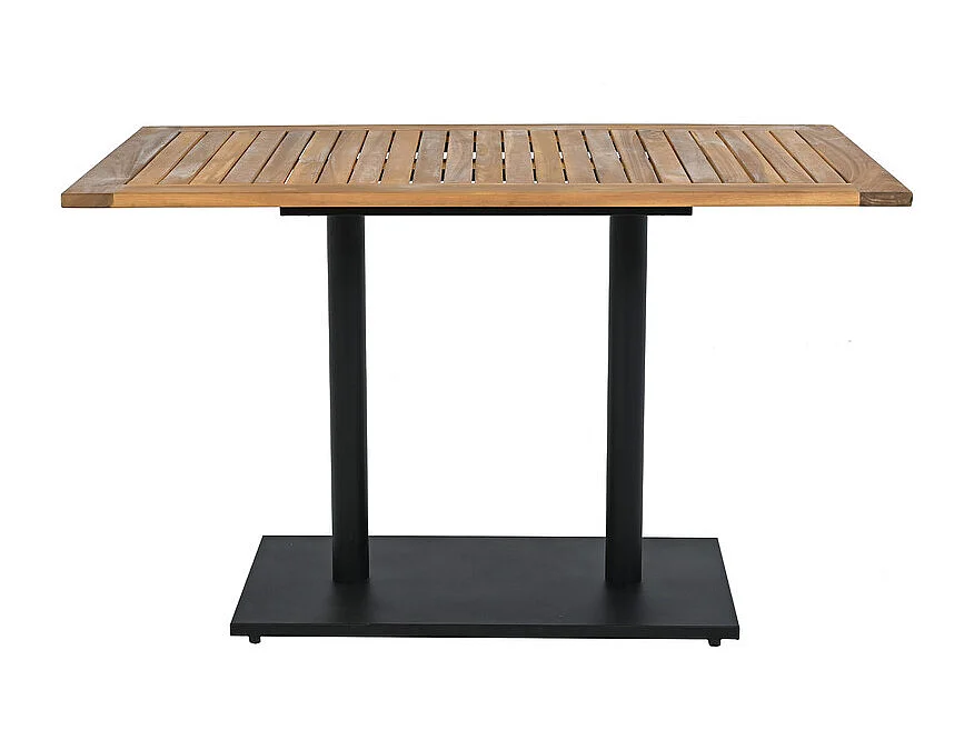 Garten-Esstisch aus verzinktem Eisen & Holz: Tisch 120 cm + 4 Sessel mit Kissen