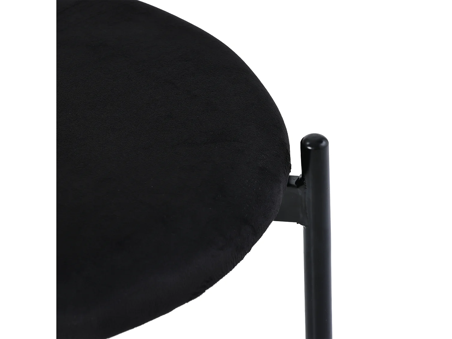 Lot de 2 chaises en velours, dossier en rotin et pied en métal noir - noir