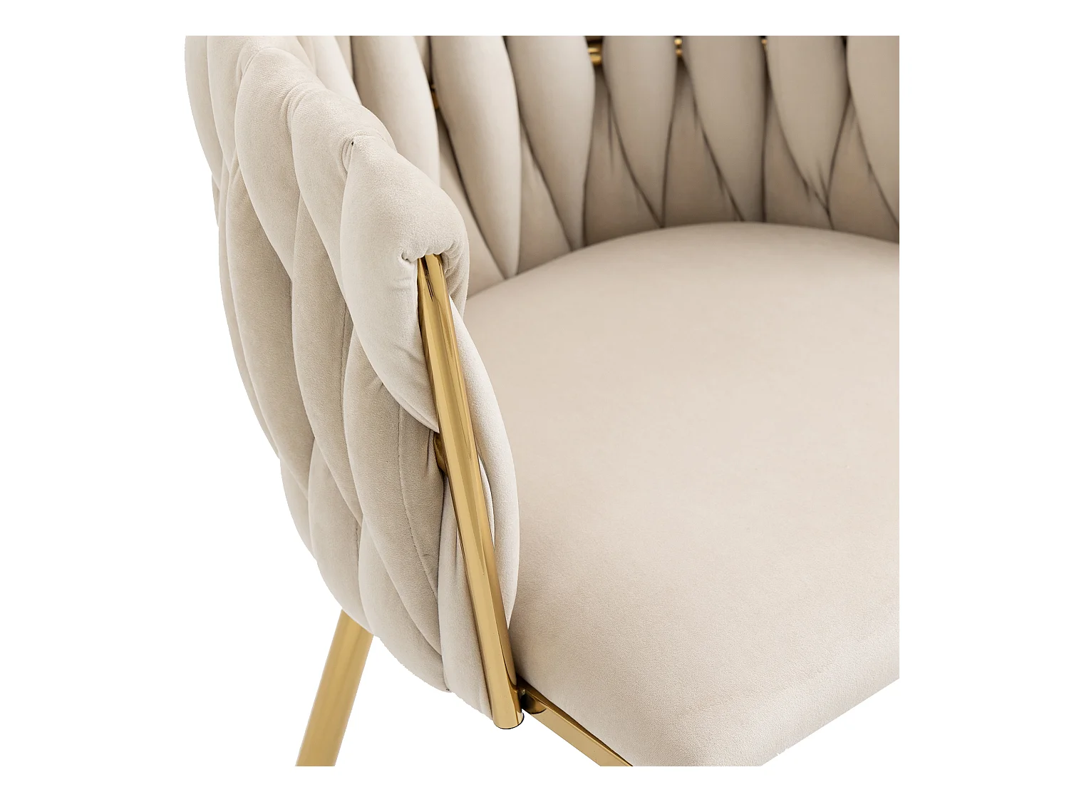 Lot de 2 chaises en velours et métal doré - Ivoire