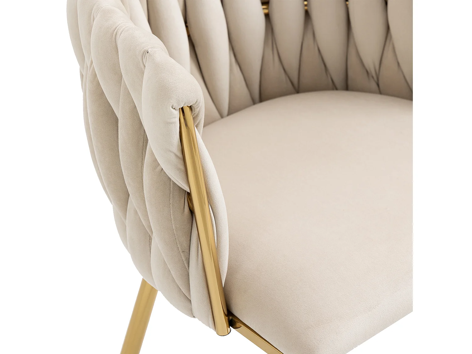 Lot de 2 chaises en velours et métal doré - Ivoire