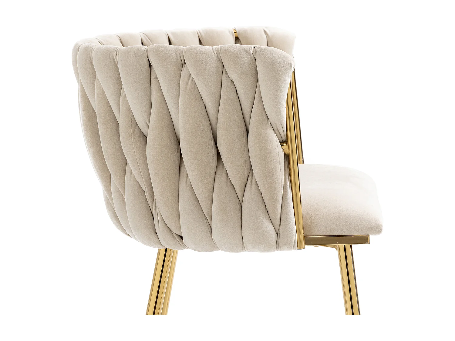 Lot de 2 chaises en velours et métal doré - Ivoire