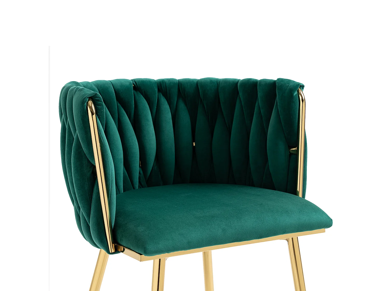 Lot de 2 chaises en velours et métal doré - vert émeraude