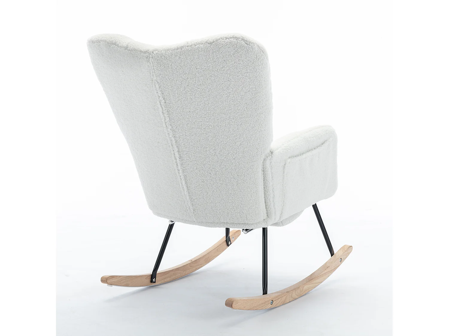 Cadeira de balanço com apoio de braços e apoio para os pés removível, em tecido Teddy branco