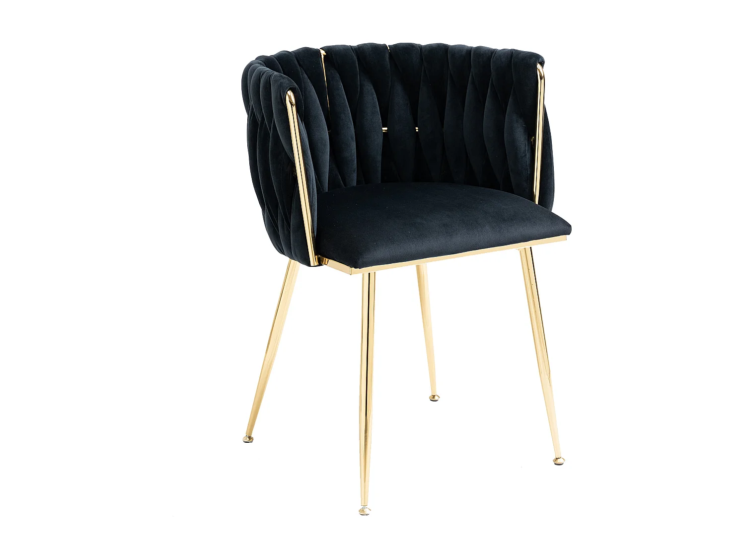 Lot de 2 chaises en velours et métal doré - Noir