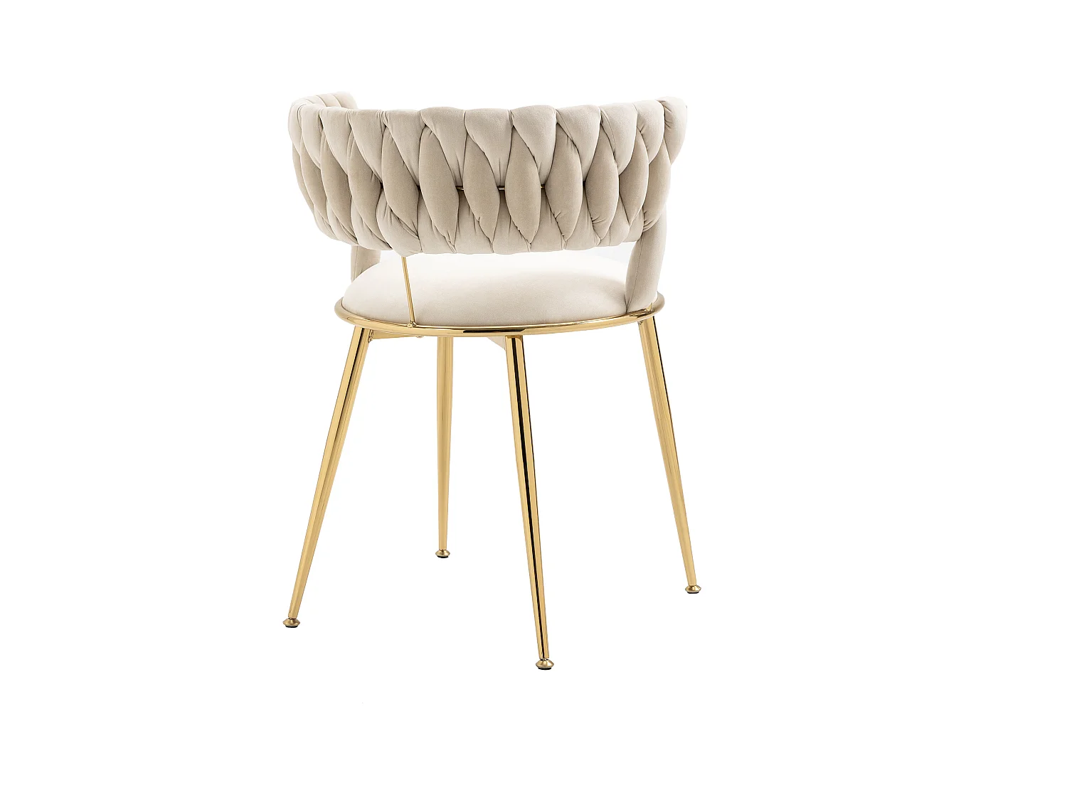Conjunto de 2 sillas de terciopelo y metal dorado con respaldo hueco - Marfil