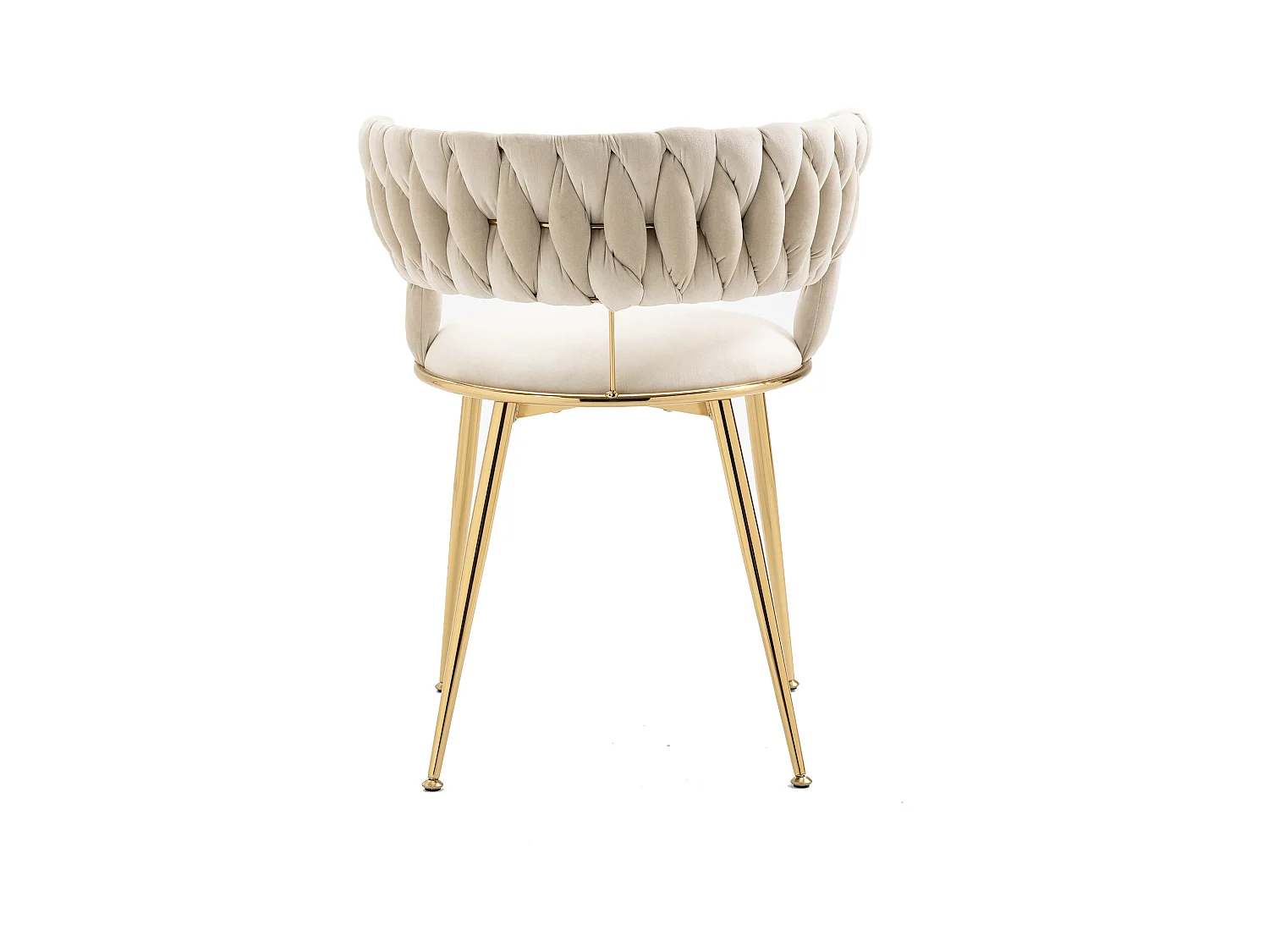 Conjunto de 2 sillas de terciopelo y metal dorado con respaldo hueco - Marfil