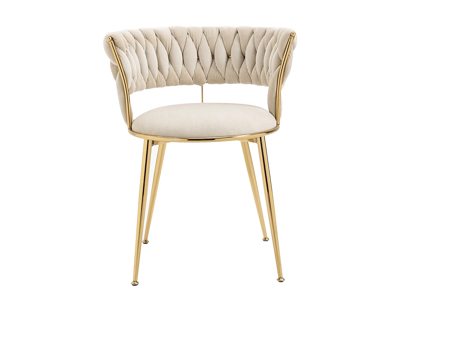 Lot de 2 chaises en velours et métal doré avec dossier creux- Ivoire