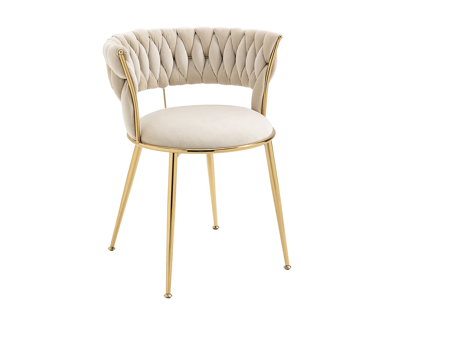 Lot de 2 chaises en velours et métal doré avec dossier creux- Ivoire