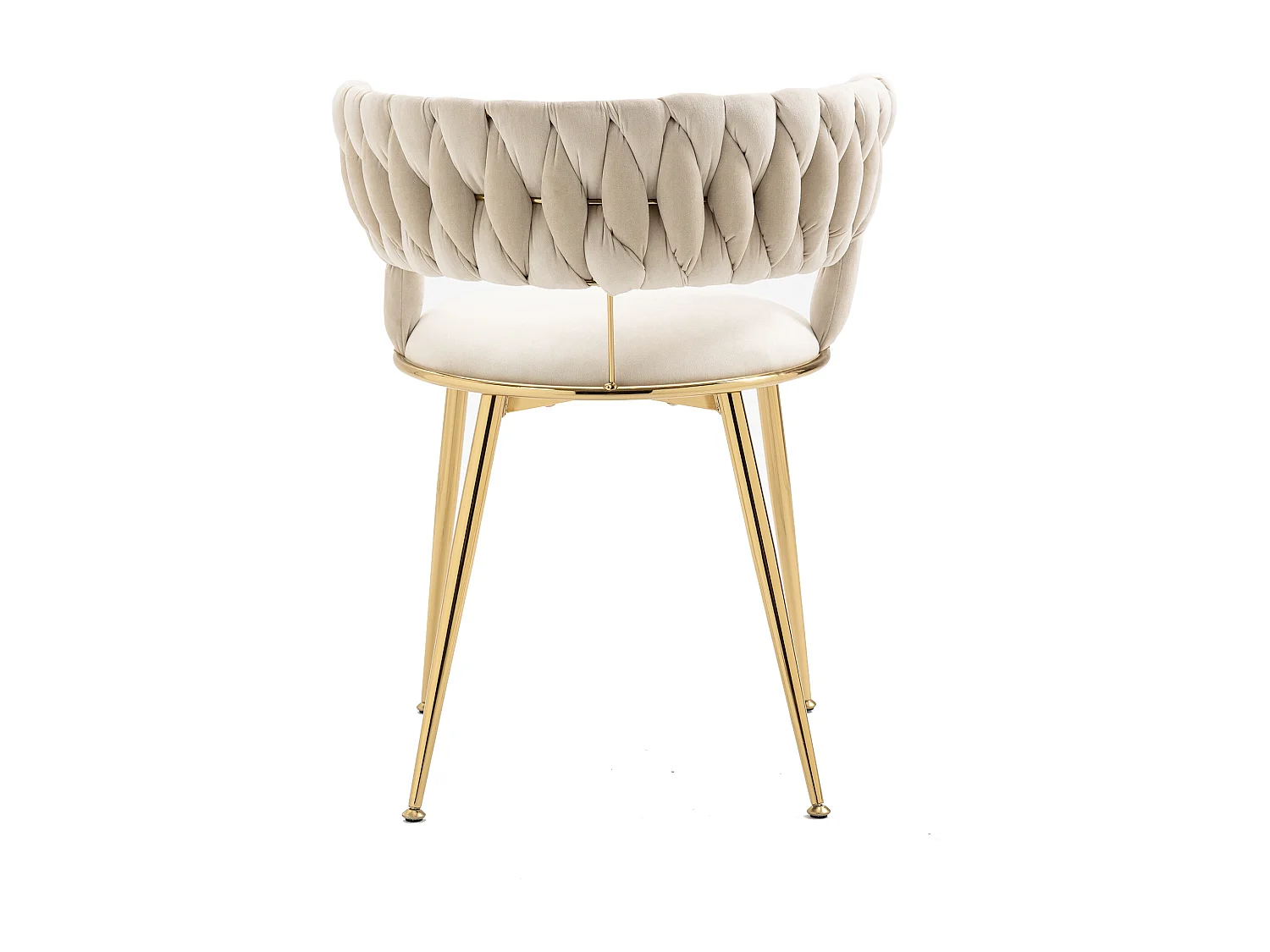 Lot de 2 chaises en velours et métal doré avec dossier creux- Ivoire