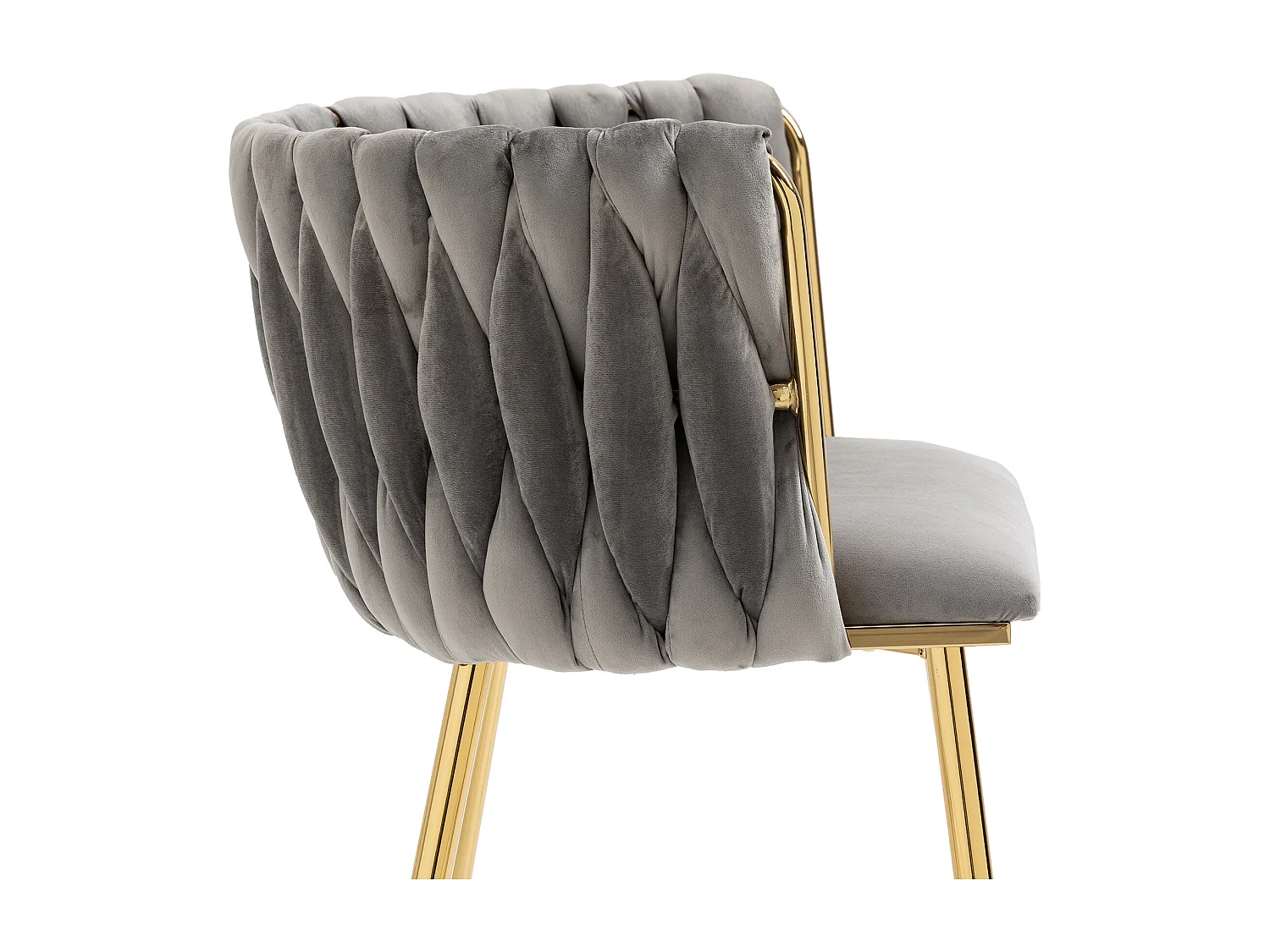 Lot de 2 chaises en velours et métal doré - Gris