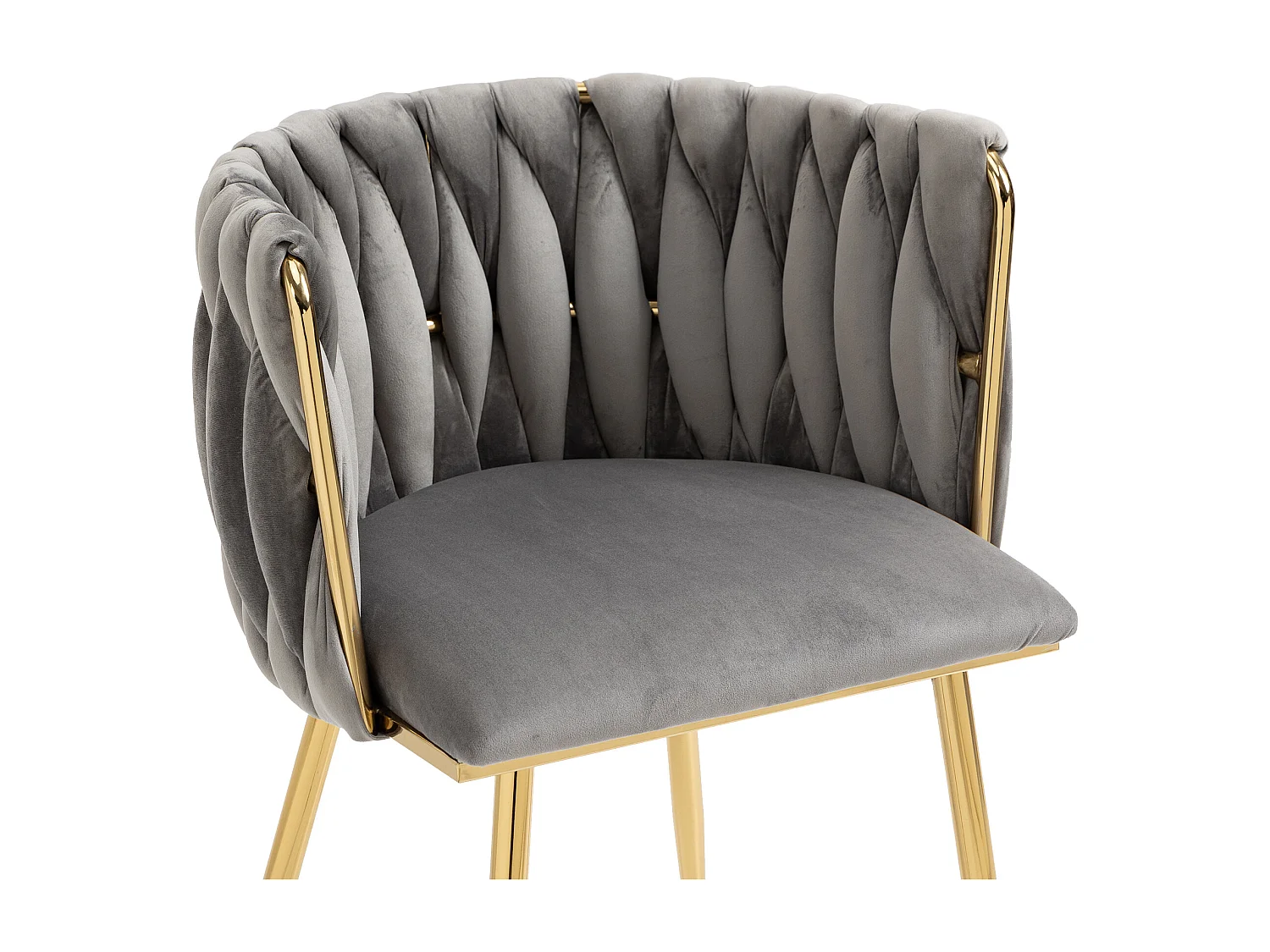 Lot de 2 chaises en velours et métal doré - Gris