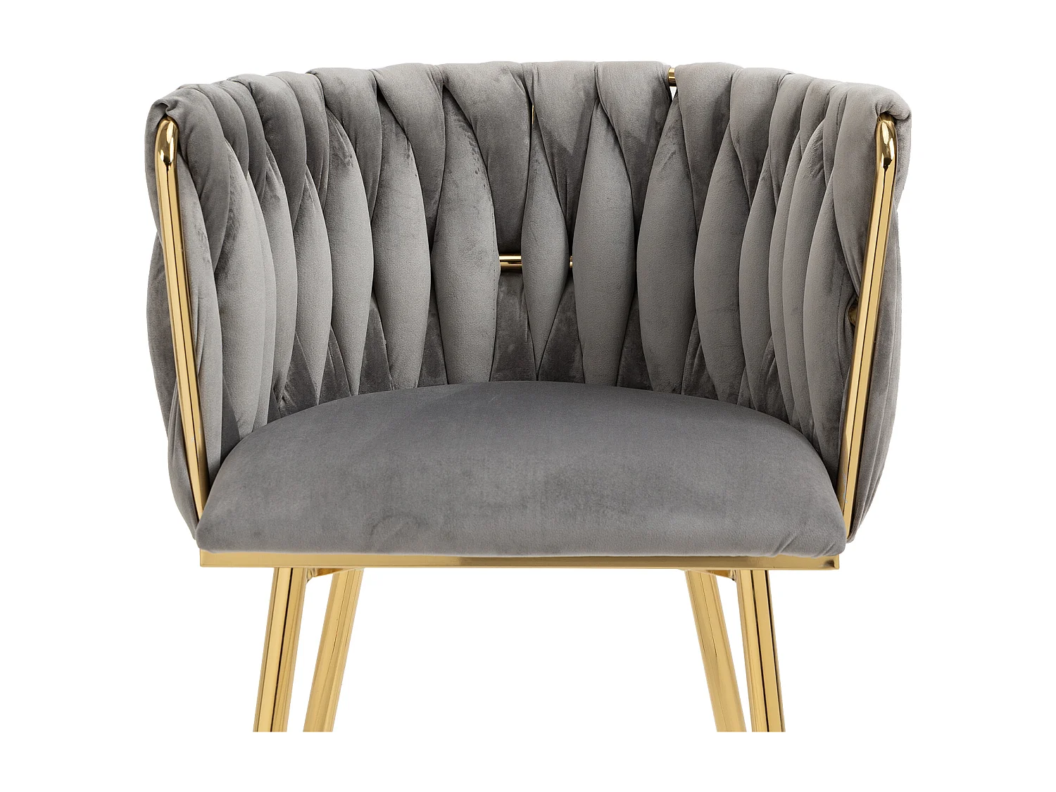 Lot de 2 chaises en velours et métal doré - Gris