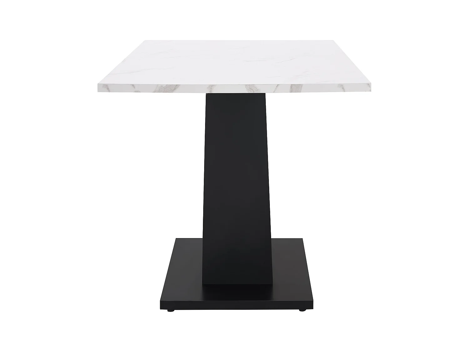 Table à manger 6 personnes 140x75cm en MDF avec pieds ajustables, placage marbre blanc avec pied noir