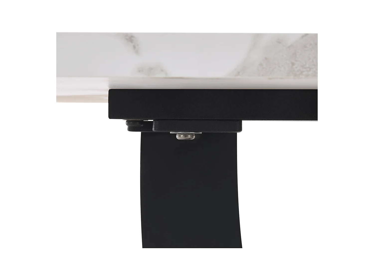 Table à manger 6 personnes 140x75cm en MDF avec pieds ajustables, placage marbre blanc avec pied noir