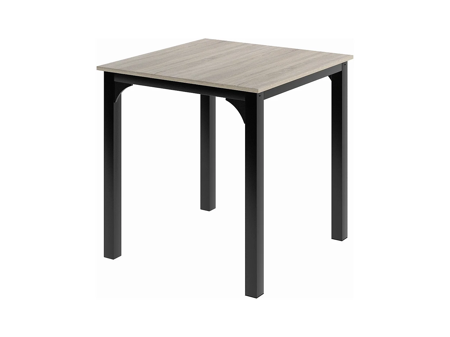 Ensemble table Carré et 2 chaises de salle à manger, cadre en métal, naturel clair