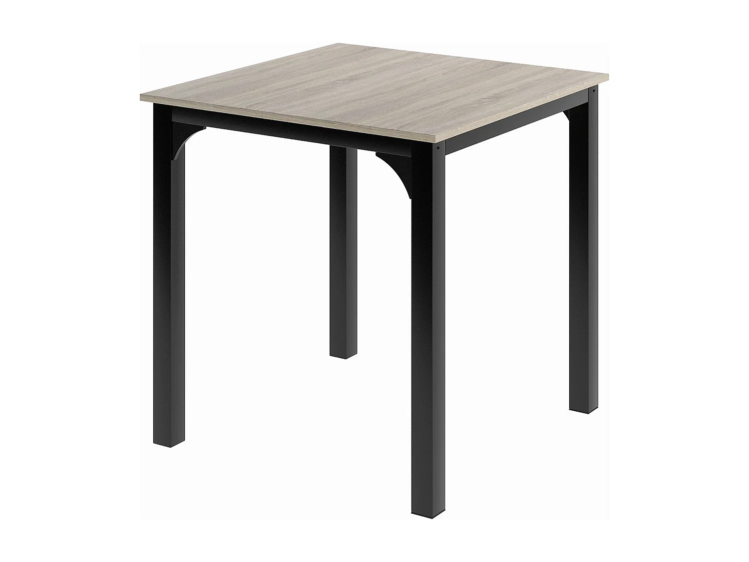 Ensemble table Carré et 2 chaises de salle à manger, cadre en métal, naturel clair