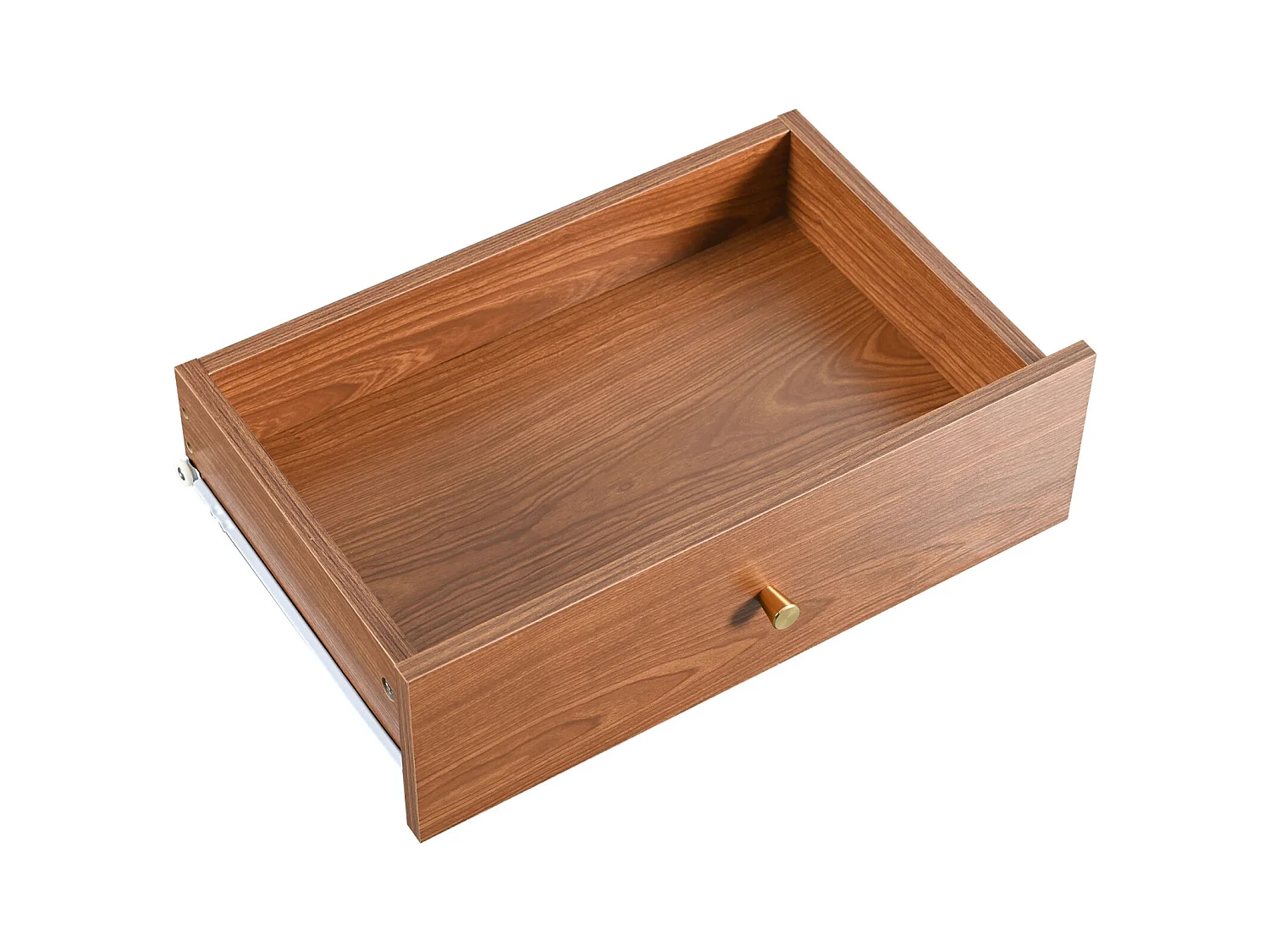 Stylish TV stand with rattan-sliders-doors and practical drawers, Baume à noix avec rattan en plastique foncé, 2 drawers, 2 rattan-sliders-doors,