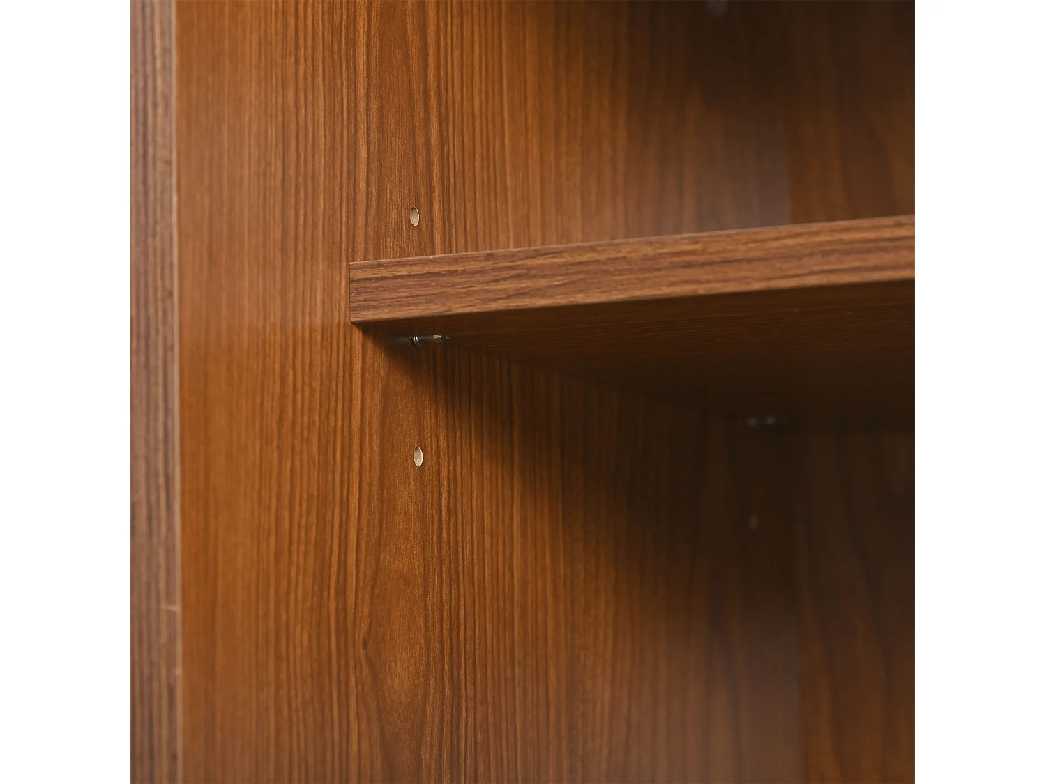 Stylish TV stand with rattan-sliders-doors and practical drawers, Baume à noix avec rattan en plastique foncé, 2 drawers, 2 rattan-sliders-doors,