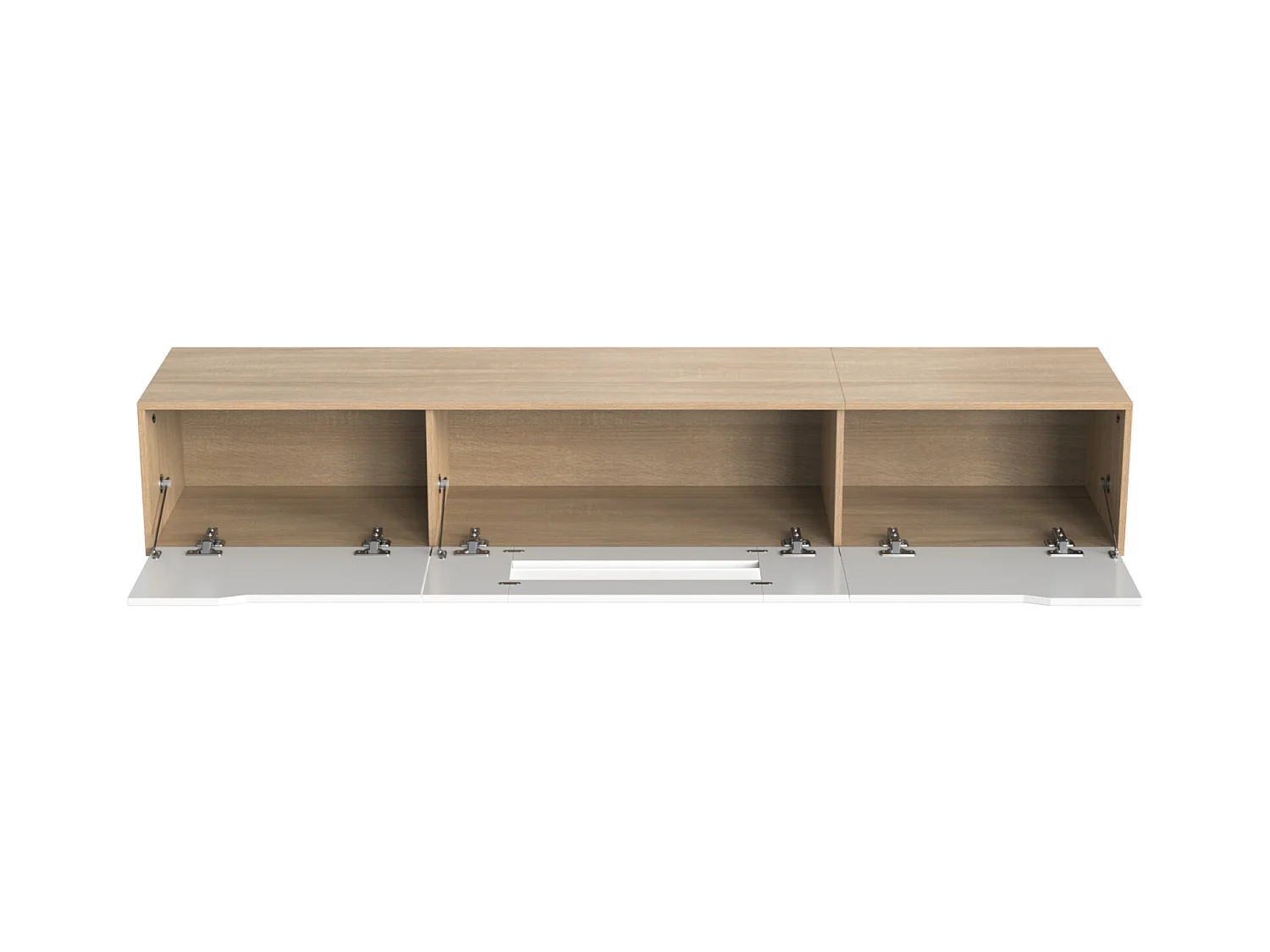 Cabinet TV, Cabinet TV haute brillance, couleur adaptée à haute brillance blanche et bois, avec lumière LED changeante de couleur.