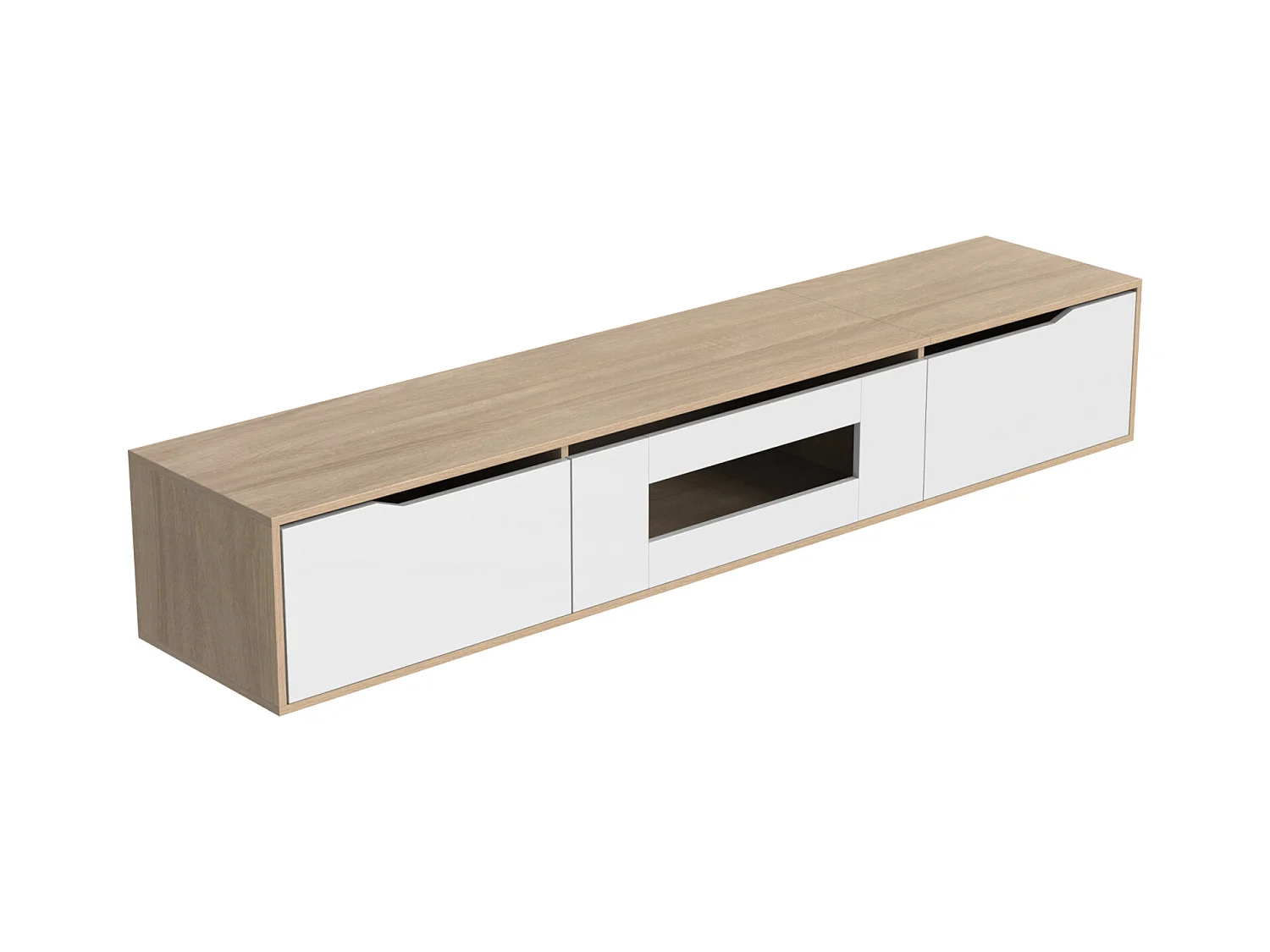 Cabinet TV, Cabinet TV haute brillance, couleur adaptée à haute brillance blanche et bois, avec lumière LED changeante de couleur.