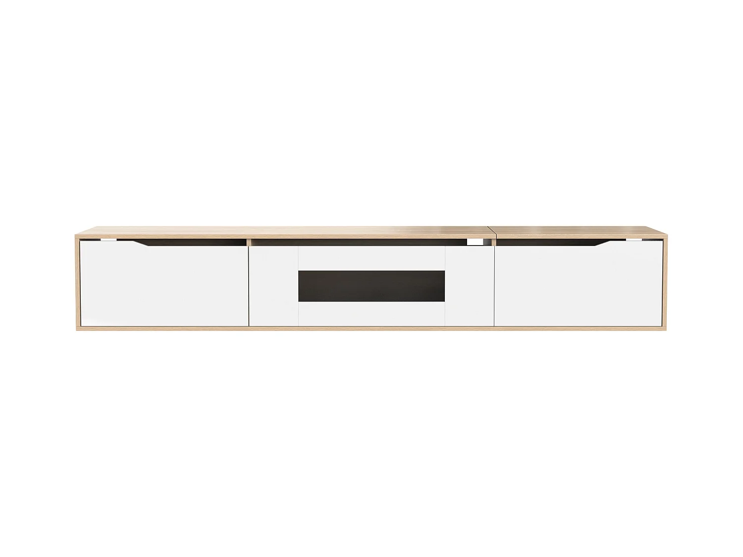 Cabinet TV, Cabinet TV haute brillance, couleur adaptée à haute brillance blanche et bois, avec lumière LED changeante de couleur.