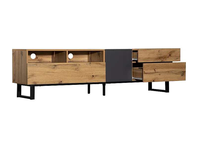 Moderne Colorblocking-TV-Cabinet TV-Cabinet avec bois de serrage 180cm