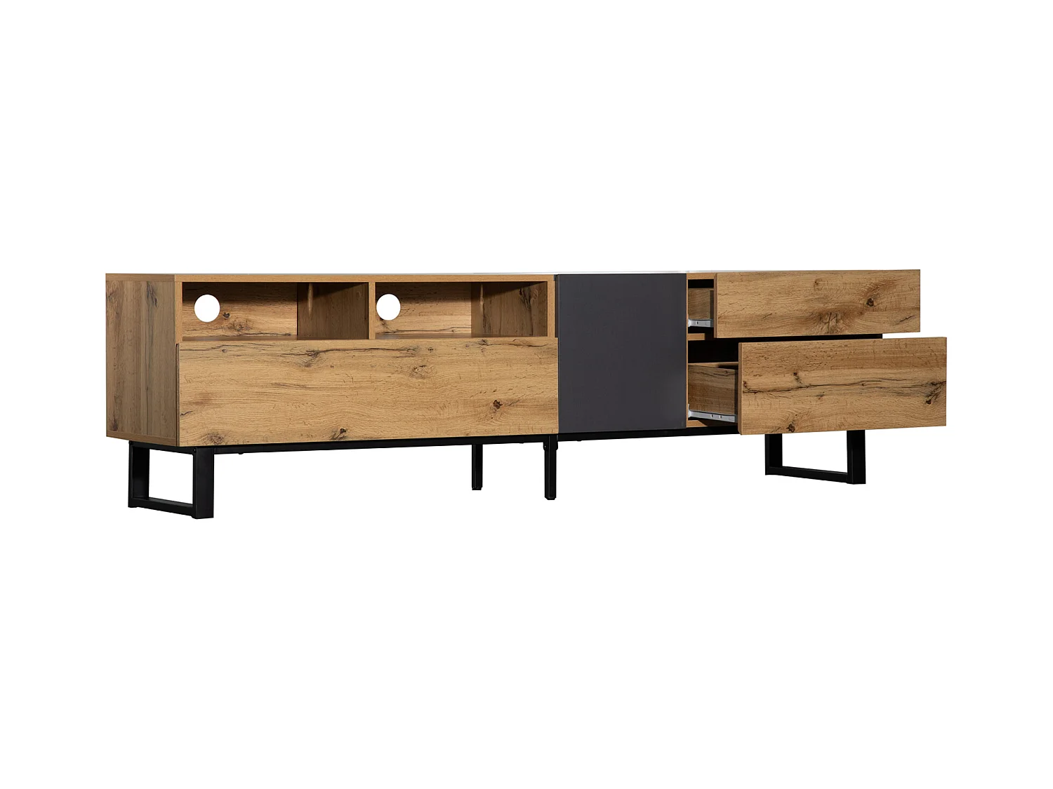 Moderne Colorblocking-TV-Cabinet TV-Cabinet avec bois de serrage 180cm