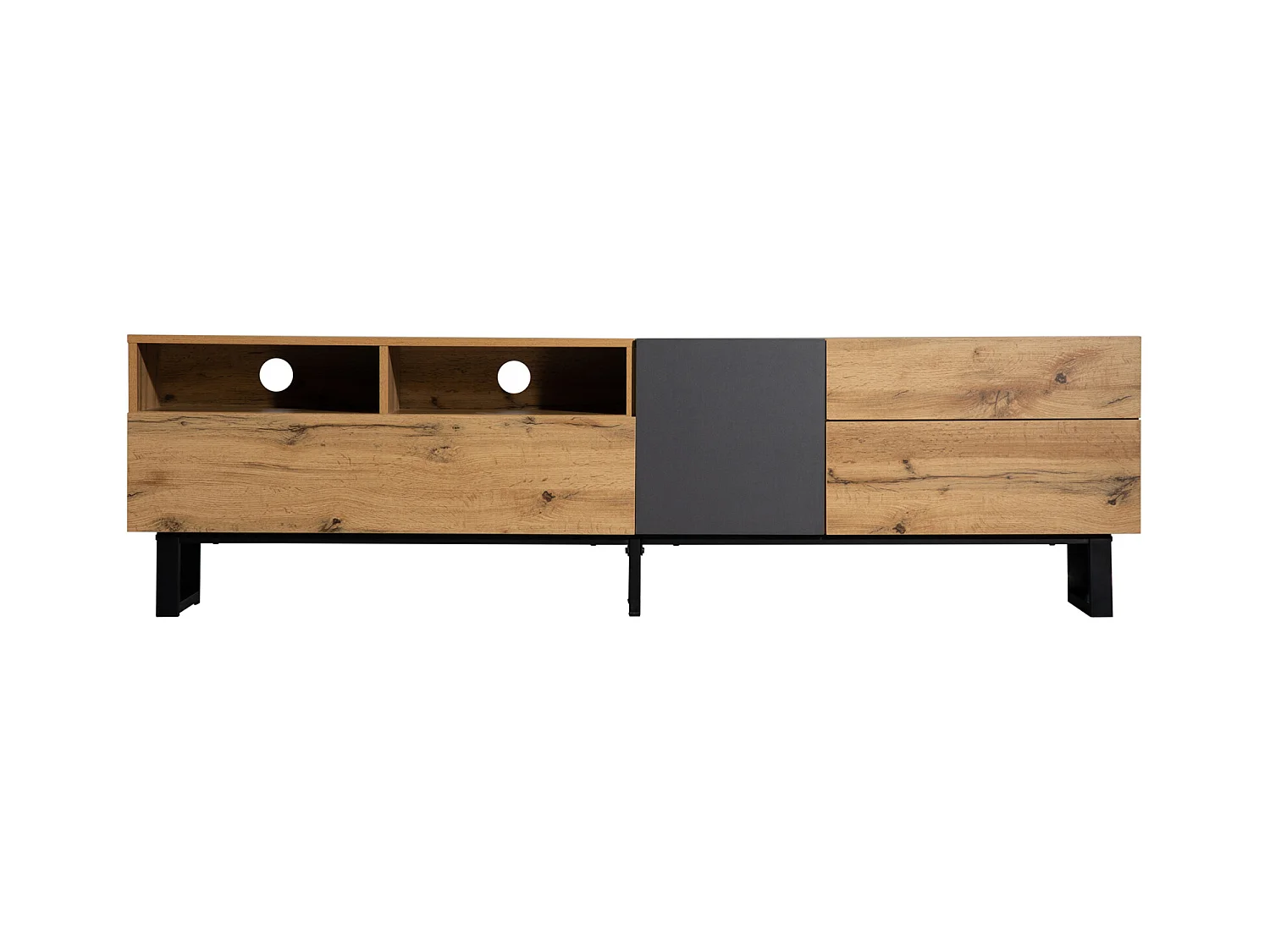 Moderne Colorblocking-TV-Cabinet TV-Cabinet avec bois de serrage 180cm
