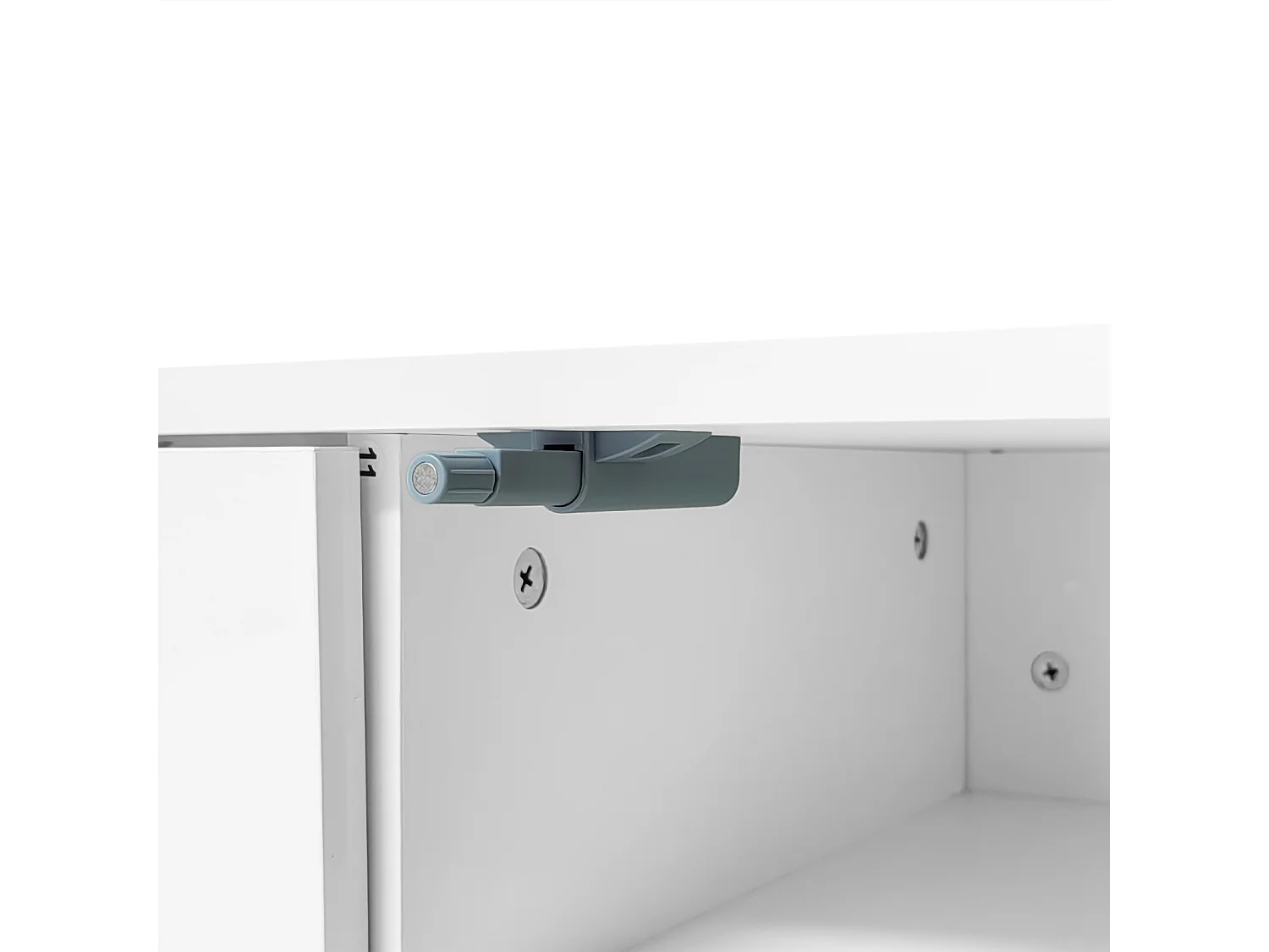 Armoire de télévision haute brillance blanche moderne, 160x39x45 cm, avec éclairage LED, 2 portes, 1 tiroir, coffre ouvert, adapté à la télévision de 70 pouces