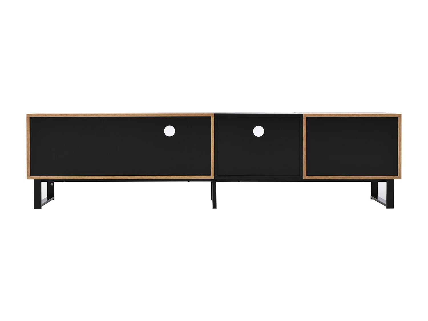 Supports de télévision modernes avec design noir et bois – espace de stockage spacieux, construction robuste