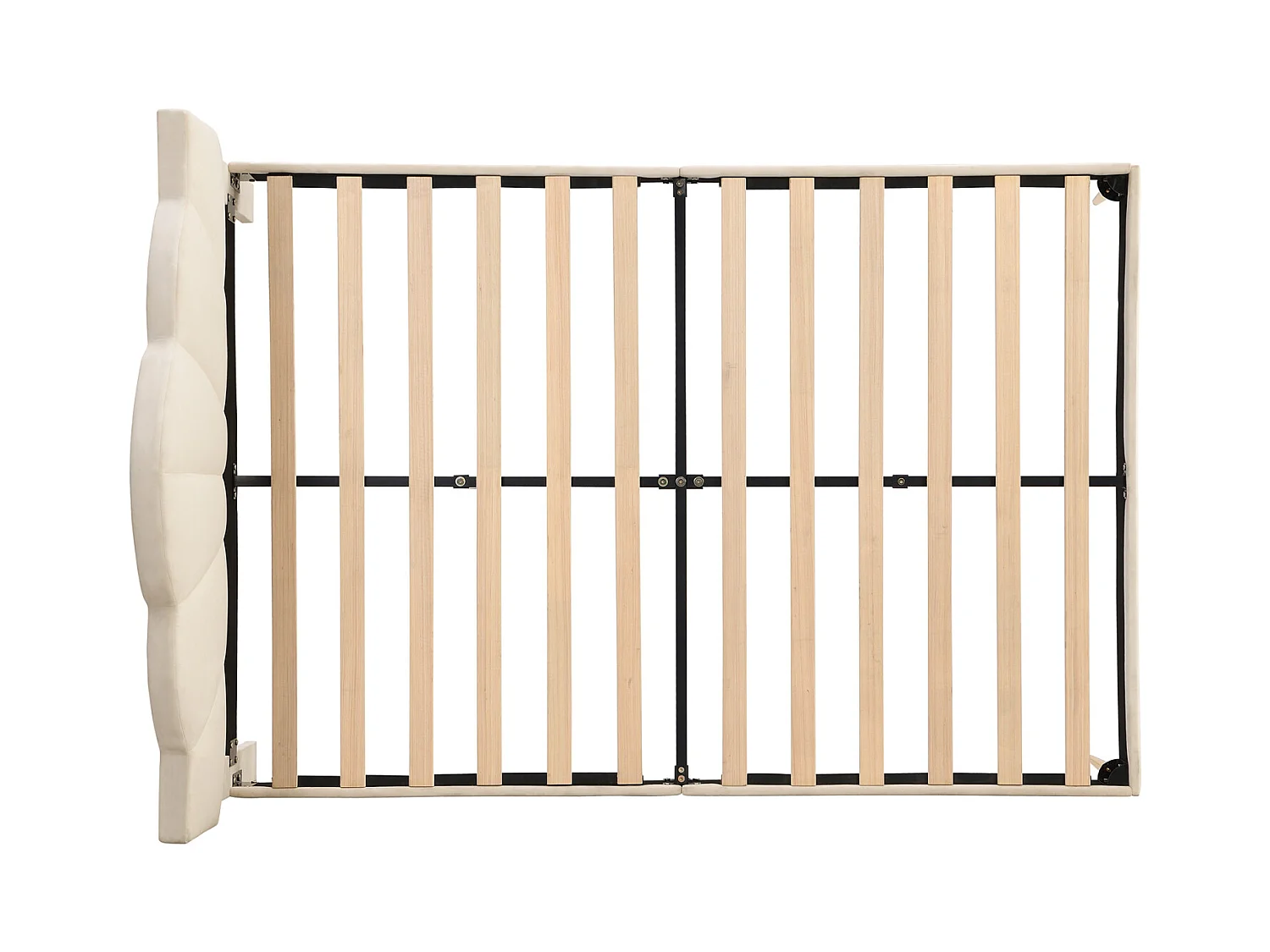 Velours, lit rembourré, 140*190 cm, lit double, lit en forme de coquille avec pieds en fer doré, tête de lit réglable en hauteur, sommier à lattes en bois, beige