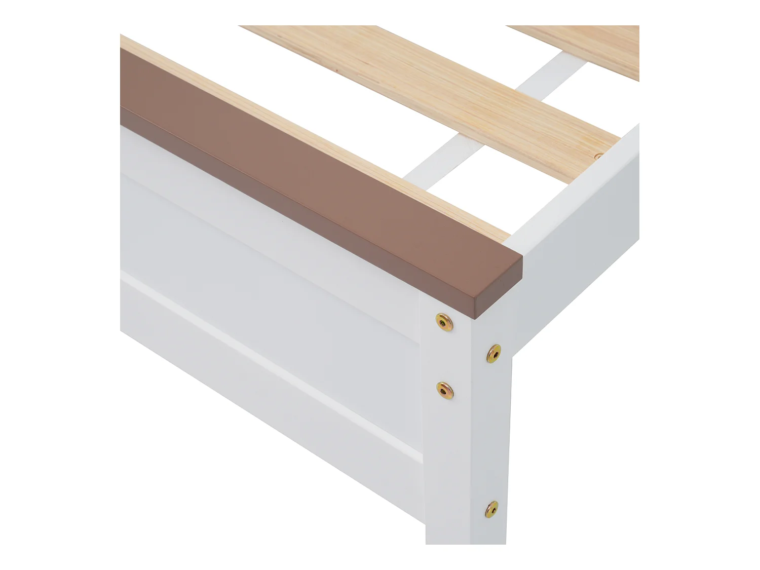 Lit simple, lit en bois, cadre en pin avec pied moyen, lit pour jeunes, lit pour adultes avec tête de lit MDF et repose - pieds, couleur collage, blanc, 90x200 cm